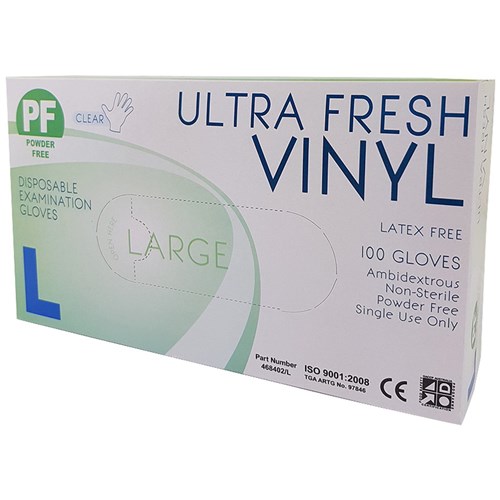 Vinyl Gloves - Large - Powder Free - Clear